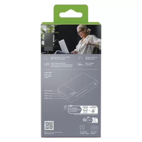 GP Powerbank M2+ Series, 20 000 mAh, 22,5 W, szürke