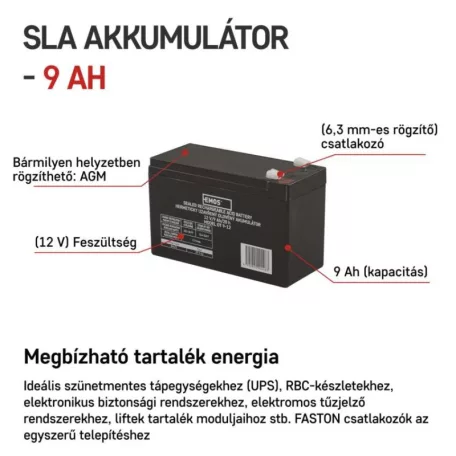 EMOS Ólomakkumulátor 12V 9Ah