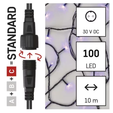 Standard LED sorolható karácsonyi füzér, 10 m, kültéri és beltéri, lila