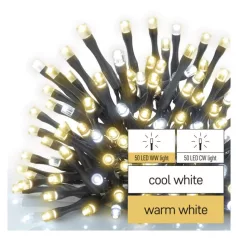   Standard LED sorolható karácsonyi füzér, 10 m, kültéri, meleg/hideg fehér