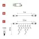 EMOS CNT Kezdő készlet – jégcsapok 2,5m 100LED IP44 12W, meleg fehér, időz.