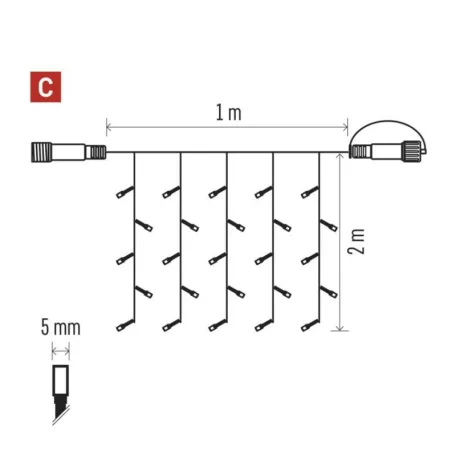 Standard LED sorolható karácsonyi füzér – fényfüggöny, 1x2 m, kültéri, meleg fehér