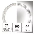 LED karácsonyi nano fényfüzér, ezüst, 10 m, kültéri és beltéri, hideg fehér, időzítő