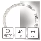 LED karácsonyi nano fényfüzér, ezüst, 4 m, kültéri és beltéri, hideg fehér, időzítő