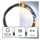 LED karácsonyi nano fényfüzér, zöld, 7,5 m, kültéri és beltéri, többszínű, időzítő
