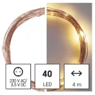 LED karácsonyi nano fényfüzér, réz, 4 m, kültéri és beltéri, meleg fehér, időzítő