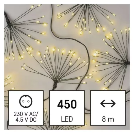 LED fényfüzér – fürtök, nano, 8 m, beltéri, meleg fehér, időzítő
