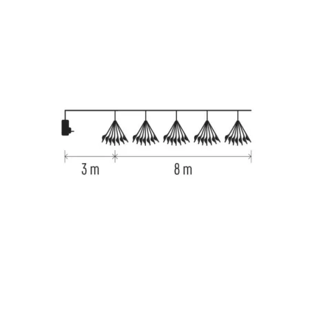 LED fényfüzér – fürtök, nano, 8 m, beltéri, meleg fehér, időzítő