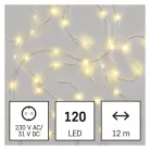 LED karácsonyi drop fényfüzér, 12 m, kültéri és beltéri, meleg fehér, időzítő