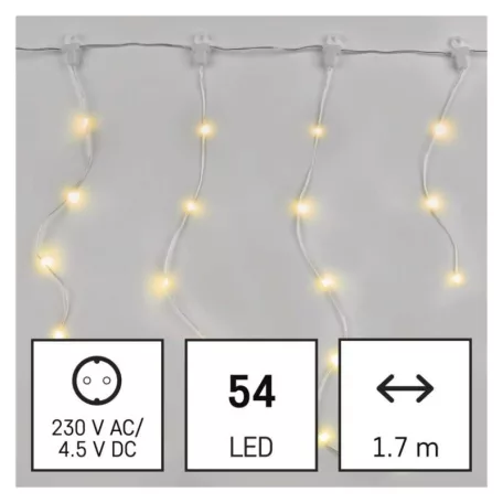 LED karácsonyi drop fényfüzér – jégcsapok, 1,7 m, kültéri és beltéri, meleg fehér, progr.