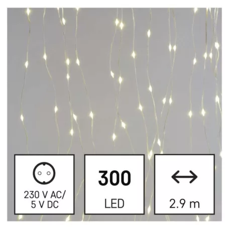 LED karácsonyi drop fényfüzér – fényfüggöny, 2,9x1,5 m, kültéri és beltéri, meleg fehér