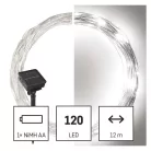 LED nano lánc napelemmel, réz, 12 m, kültéri és beltéri, hideg fehér, időzítő