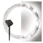 LED nano lánc napelemmel, réz, 12 m, kültéri és beltéri, hideg fehér, időzítő