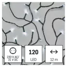 LED karácsonyi fényfüzér, 12 m, kültéri és beltéri, hideg fehér, progr, időz.