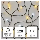 LED karácsonyi fényfüzér, villogó, 12 m, kültéri és beltéri, meleg/hideg fehér, időzítő