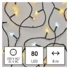 LED karácsonyi fényfüzér, 8 m, kültéri és beltéri, meleg/hideg fehér, időzítő