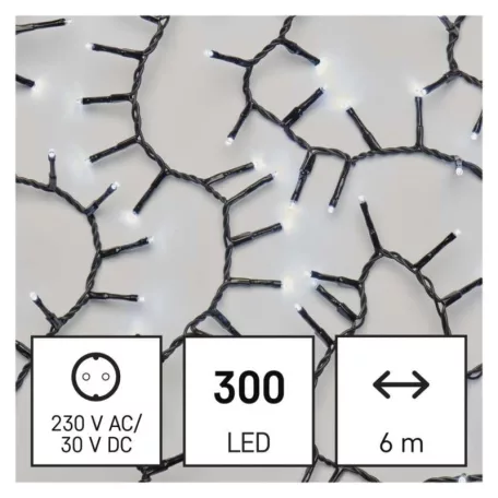 LED karácsonyi fényfüzér – süni, 6 m, kültéri és beltéri, hideg fehér, időzítő