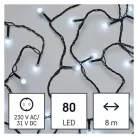 LED karácsonyi fényfüzér, cseresznye – golyók, 8 m, kültéri és beltéri, hideg fehér, időz.