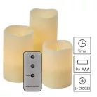 LED dekoráció – 3x viaszgyertya, 3x 3x AAA, beltéri, vintage, távirányító