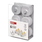 LED dekoráció – 6x teamécses, fehér, 6x CR2032, beltéri, vintage