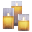 LED dekoráció - 3x viaszgyertya üvegben, 6x AA, meleg fehér, időzítő