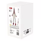 LED karácsonyi ülő manó, 27 cm, 3× AA, beltérre, meleg fehér