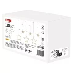   LED karácsonyi fényfüggöny – csillagok, 185x105 cm, beltéri, meleg fehér