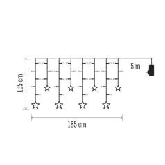   LED karácsonyi fényfüggöny – csillagok, 185x105 cm, beltéri, meleg fehér