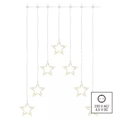   LED karácsonyi fényfüggöny – 7 csillag, 67x125cm, kültéri és beltéri, meleg fehér