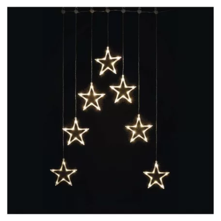 LED karácsonyi fényfüggöny – 7 csillag, 67x125cm, kültéri és beltéri, meleg fehér