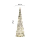 LED-es üveg karácsonyfa, 27 cm, 2x CR2032, beltéri, meleg fehér, időzítő