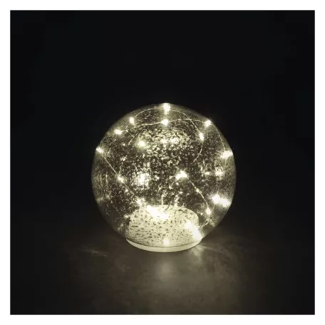 LED karácsonyi üveggömb - arany, 15 cm, 3x AA, beltéri, meleg fehér, időzítő
