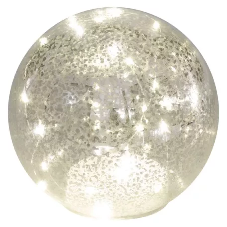 LED karácsonyi üveggömb - arany, 15 cm, 3x AA, beltéri, meleg fehér, időzítő