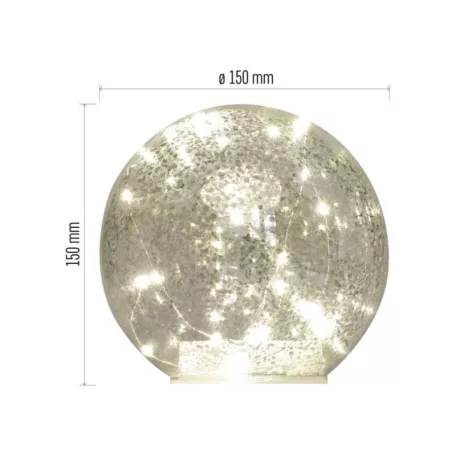 LED karácsonyi üveggömb - arany, 15 cm, 3x AA, beltéri, meleg fehér, időzítő