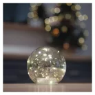 LED karácsonyi üveggömb - arany, 15 cm, 3x AA, beltéri, meleg fehér, időzítő