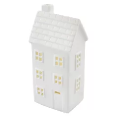   LED kerámia házikó, 16 cm, 1x CR2032, beltéri, meleg fehér, időzítő