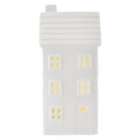 LED kerámia házikó, 16 cm, 1x CR2032, beltéri, meleg fehér, időzítő