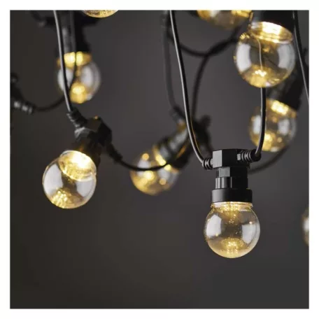 LED fényfüzér – 10x party égő, átlátszó, 5 m, kültéri és beltéri, meleg fehér