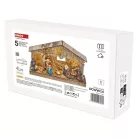 LED karácsonyi betlehem, fa, 19 cm, 3x AA, beltéri, meleg fehér, időzítő