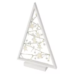   LED dekoráció – világító feldíszített karácsonyfa, 40 cm, 2x AA, beltéri, meleg fehér, id.