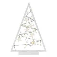   LED dekoráció – világító feldíszített karácsonyfa, 40 cm, 2x AA, beltéri, meleg fehér, id.