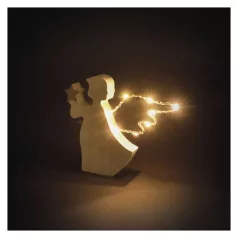   LED dekoráció, fa -angyal, 13 cm, 2x AAA, beltéri, meleg fehér, időzítő