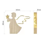 LED dekoráció, fa -angyal, 13 cm, 2x AAA, beltéri, meleg fehér, időzítő