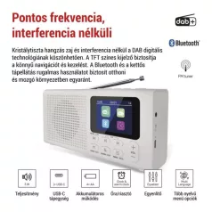   Hordozható rádió Bluetooth, DAB / DAB+ / FM, fehér színben