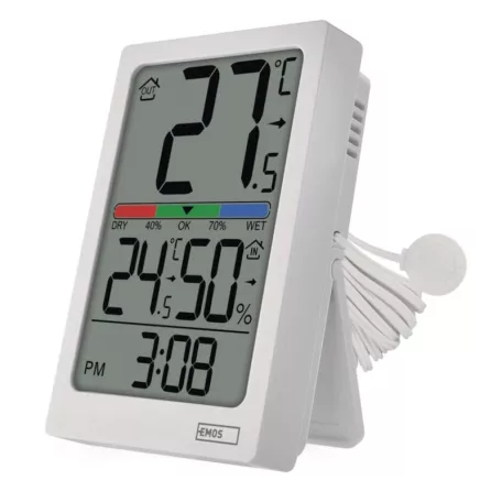 Digitális hőmérő páratartalom-mérővel, vezetékes érzékelővel, ébresztőórával E0558P