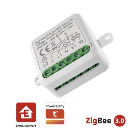 GoSmart kapcsolómodul IP-2102SZ, ZigBee, 2 csatornás