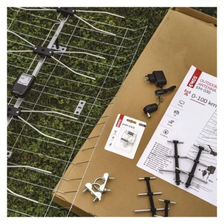 Kültéri antenna EM-030, 0–100 km, DVB-T2, DAB, LTE/4G szűrő