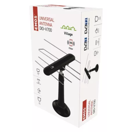 Univerzális antenna EM-DIO3, 0–80 km, DVB-T2, LTE/4G/5G szűrő
