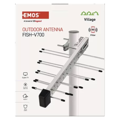Univerzális antenna VILLAGE FISH–V700, DVB-T2, LTE/4G/5G szűrő