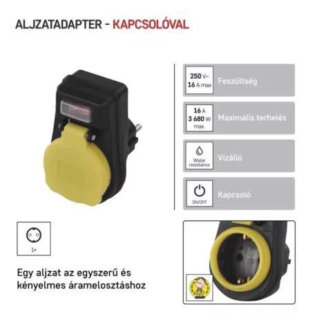 EMOS Kapcsolható aljzat IP44